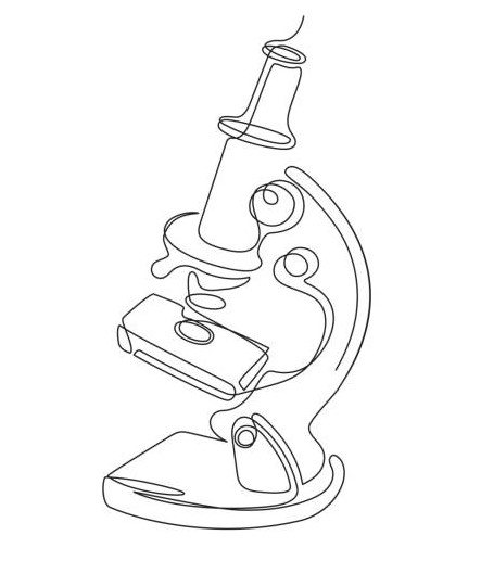 The microscope is drawn in one line. Laboratory instrument. Vector illustration. The medicine. biology, science.