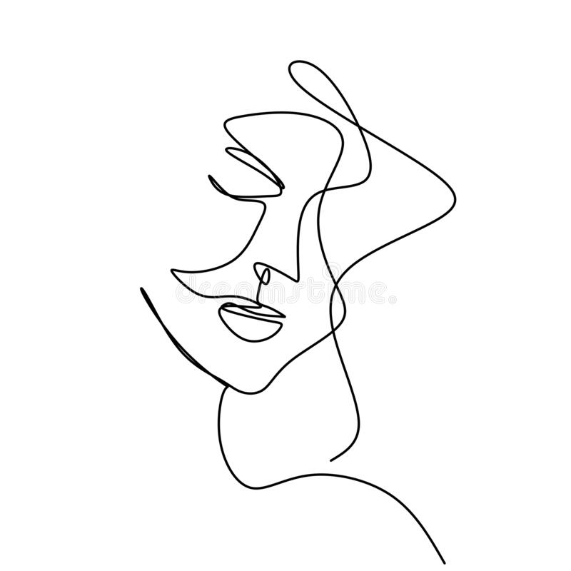 vector-abstract-trendy-illustration-one-line-drawing-woman-close-up-beautiful-women-s-face-hand-draw-art-modern-artwork-189497332